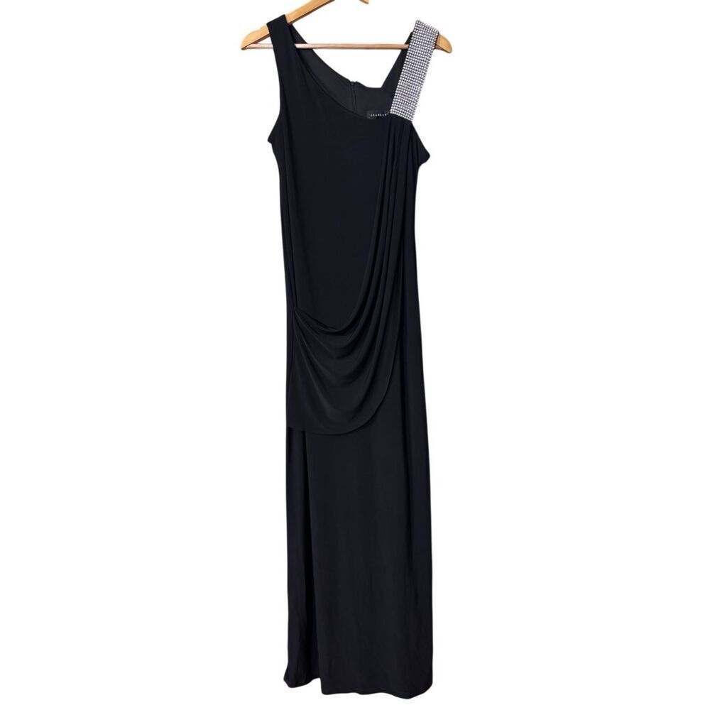 Scarlett Rhinestone Strap one Shoulder Draped Stretch Jersey Dress gown size 8 n